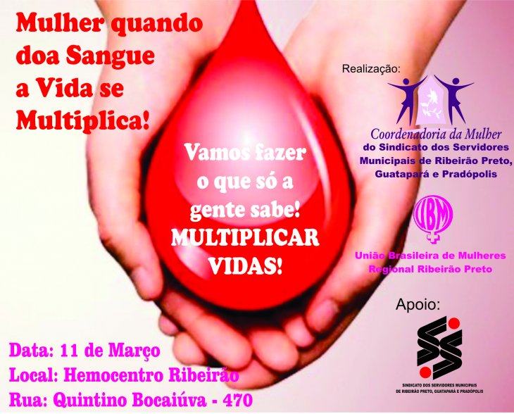 Coordenadoria da Mulher e UBM-RP lançam campanha de doação de sangue em Ribeirão